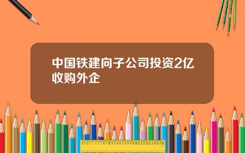 中国铁建向子公司投资2亿收购外企