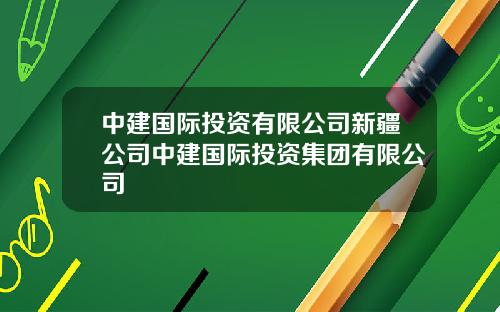 中建国际投资有限公司新疆公司中建国际投资集团有限公司