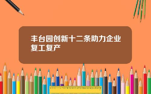 丰台园创新十二条助力企业复工复产