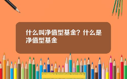 什么叫净值型基金？什么是净值型基金