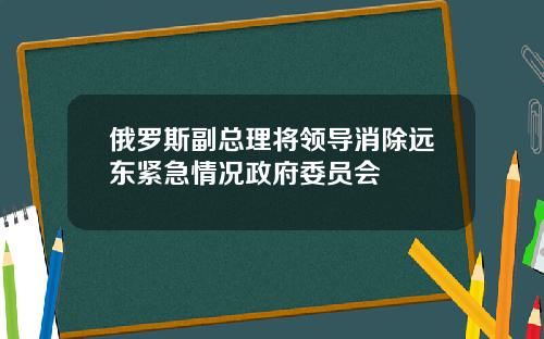 俄罗斯副总理将领导消除远东紧急情况政府委员会