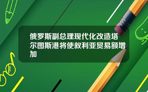 俄罗斯副总理现代化改造塔尔图斯港将使叙利亚贸易额增加