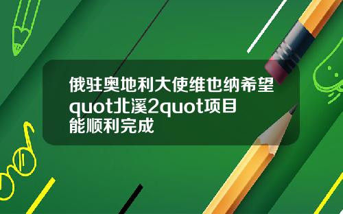 俄驻奥地利大使维也纳希望quot北溪2quot项目能顺利完成