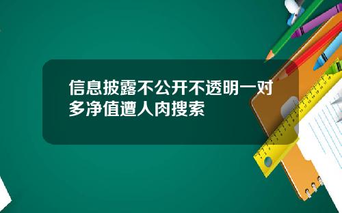 信息披露不公开不透明一对多净值遭人肉搜索
