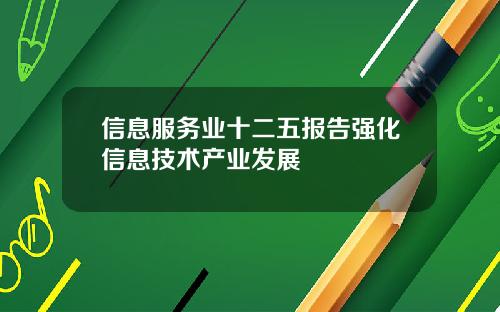 信息服务业十二五报告强化信息技术产业发展