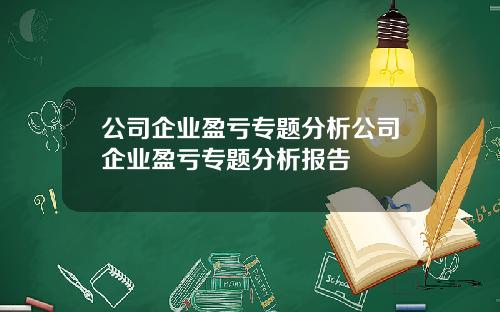 公司企业盈亏专题分析公司企业盈亏专题分析报告