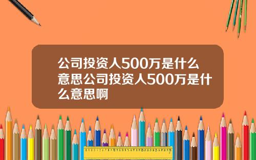 公司投资人500万是什么意思公司投资人500万是什么意思啊