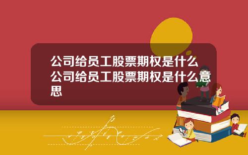 公司给员工股票期权是什么公司给员工股票期权是什么意思