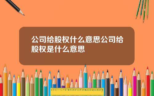 公司给股权什么意思公司给股权是什么意思