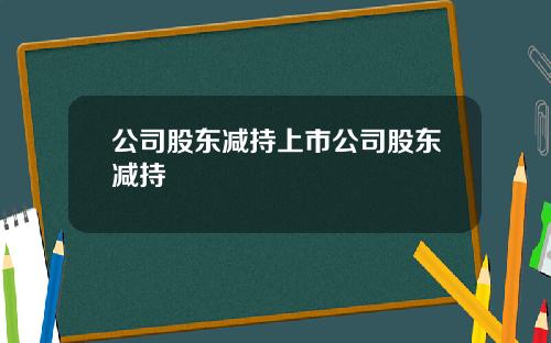 公司股东减持上市公司股东减持