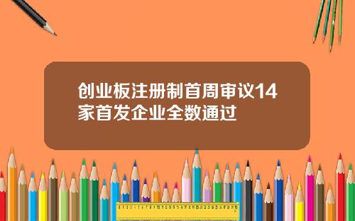 创业板注册制首周审议14家首发企业全数通过