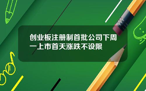 创业板注册制首批公司下周一上市首天涨跌不设限