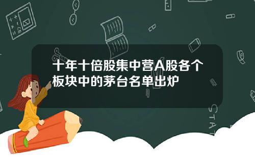 十年十倍股集中营A股各个板块中的茅台名单出炉