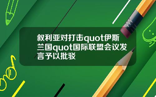 叙利亚对打击quot伊斯兰国quot国际联盟会议发言予以批驳