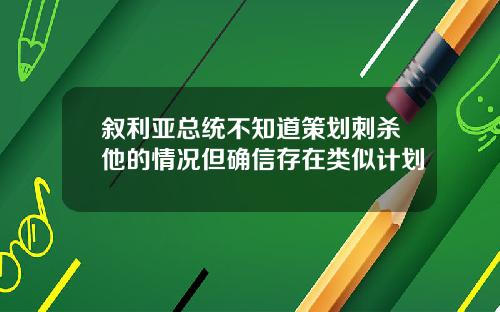 叙利亚总统不知道策划刺杀他的情况但确信存在类似计划