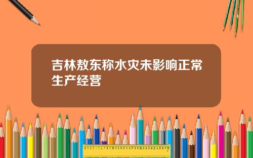 吉林敖东称水灾未影响正常生产经营