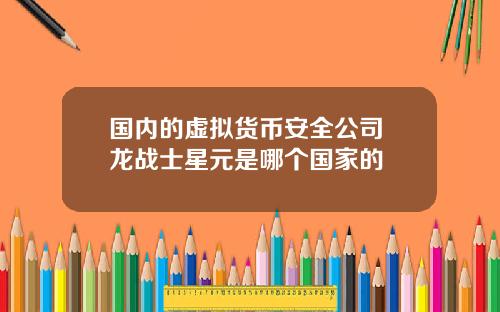 国内的虚拟货币安全公司 龙战士星元是哪个国家的