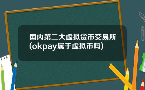 国内第二大虚拟货币交易所(okpay属于虚拟币吗)