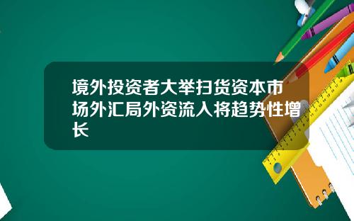 境外投资者大举扫货资本市场外汇局外资流入将趋势性增长