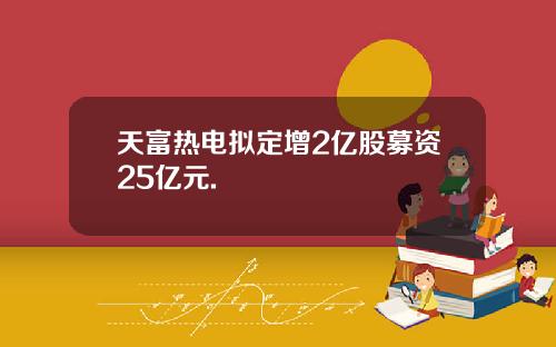 天富热电拟定增2亿股募资25亿元.