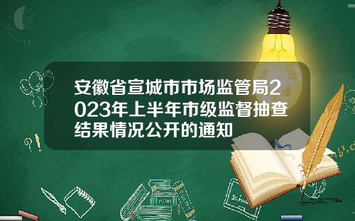 安徽省宣城市市场监管局2023年上半年市级监督抽查结果情况公开的通知