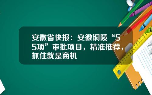 安徽省快报：安徽铜陵“55项”审批项目，精准推荐，抓住就是商机