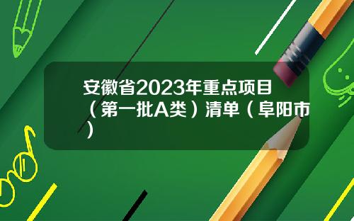 安徽省2023年重点项目（第一批A类）清单（阜阳市）