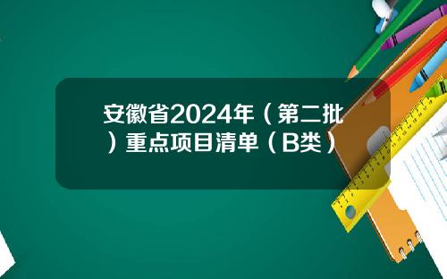 安徽省2024年（第二批）重点项目清单（B类）