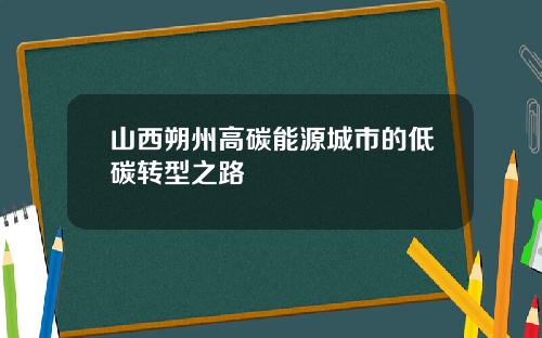 山西朔州高碳能源城市的低碳转型之路