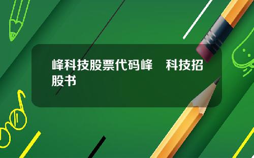 峰科技股票代码峰岹科技招股书