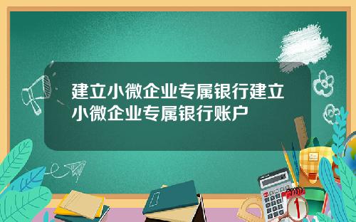 建立小微企业专属银行建立小微企业专属银行账户