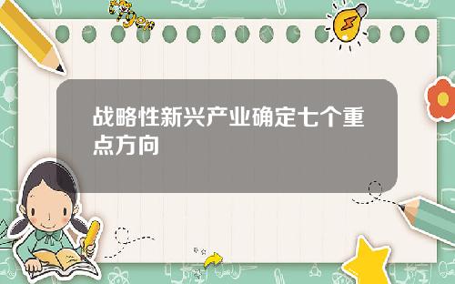 战略性新兴产业确定七个重点方向
