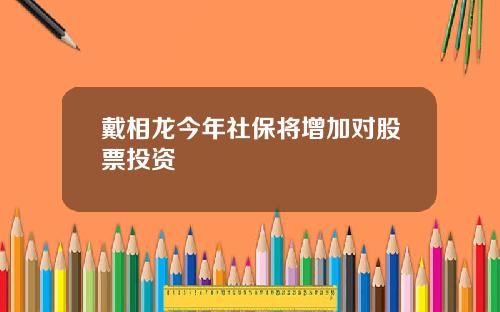 戴相龙今年社保将增加对股票投资