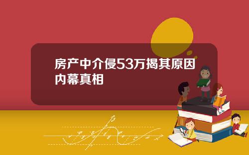 房产中介侵53万揭其原因内幕真相