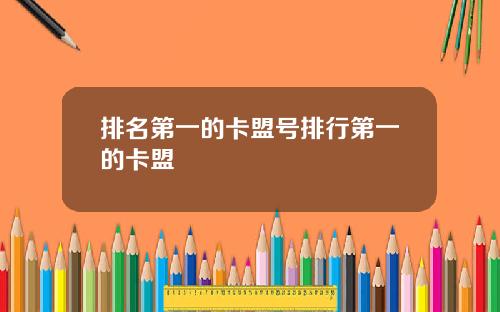 排名第一的卡盟号排行第一的卡盟