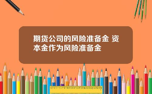 期货公司的风险准备金 资本金作为风险准备金