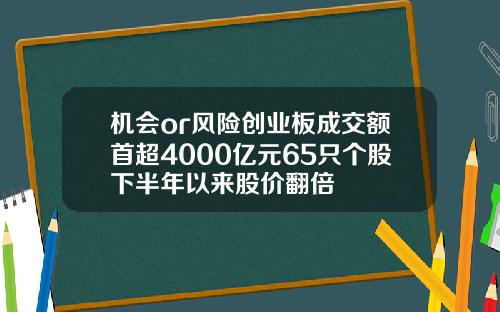 机会or风险创业板成交额首超4000亿元65只个股下半年以来股价翻倍