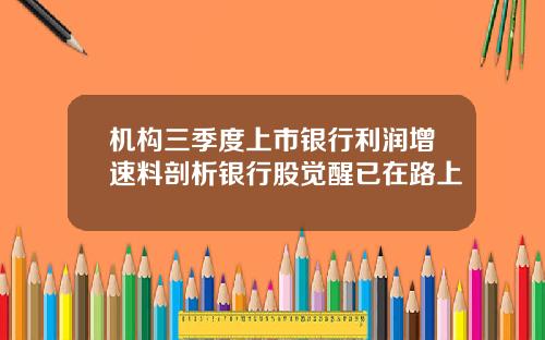 机构三季度上市银行利润增速料剖析银行股觉醒已在路上