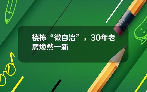 楼栋“微自治”，30年老房焕然一新