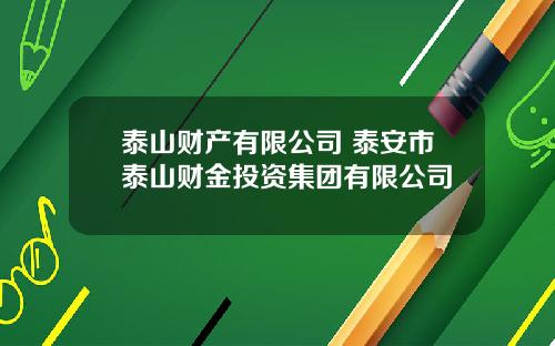 泰山财产有限公司 泰安市泰山财金投资集团有限公司