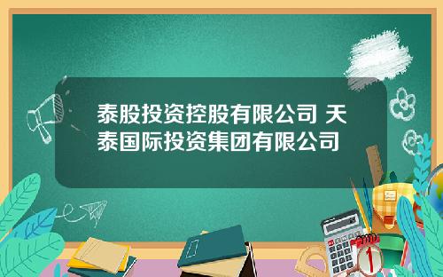 泰股投资控股有限公司 天泰国际投资集团有限公司