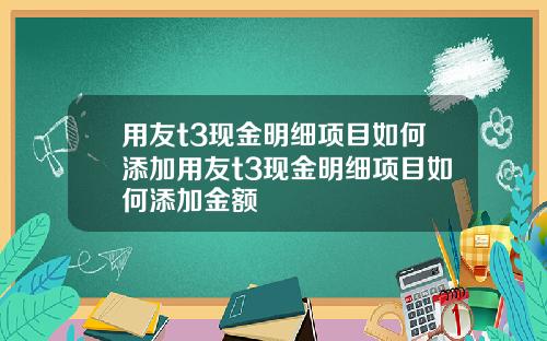 用友t3现金明细项目如何添加用友t3现金明细项目如何添加金额