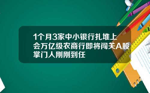 1个月3家中小银行扎堆上会万亿级农商行即将闯关A股掌门人刚刚到任
