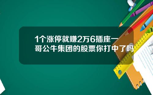1个涨停就赚2万6插座一哥公牛集团的股票你打中了吗
