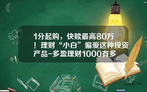 1分起购，快赎最高80万！理财“小白”偏爱这种投资产品-多盈理财1000有多少收益