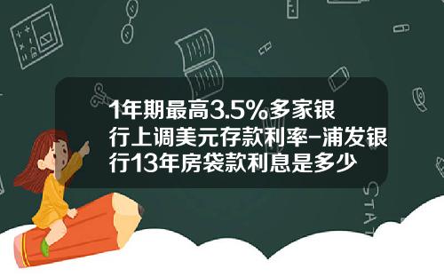 1年期最高3.5%多家银行上调美元存款利率-浦发银行13年房袋款利息是多少