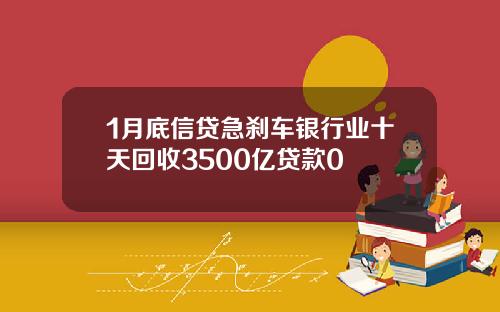 1月底信贷急刹车银行业十天回收3500亿贷款0