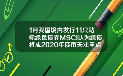 1月我国境内发行11只贴标绿色债券MSCI认为绿债将成2020年债市关注重点