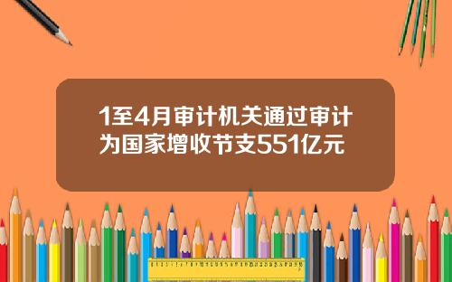 1至4月审计机关通过审计为国家增收节支551亿元