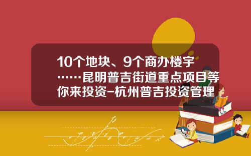 10个地块、9个商办楼宇……昆明普吉街道重点项目等你来投资-杭州普吉投资管理有限公司